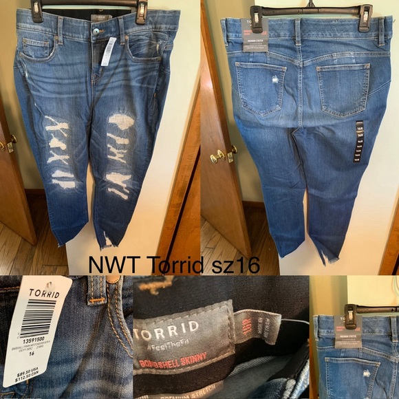 Torrid Bombshell Ripped Blue Jeans - Picture 2 of 3
